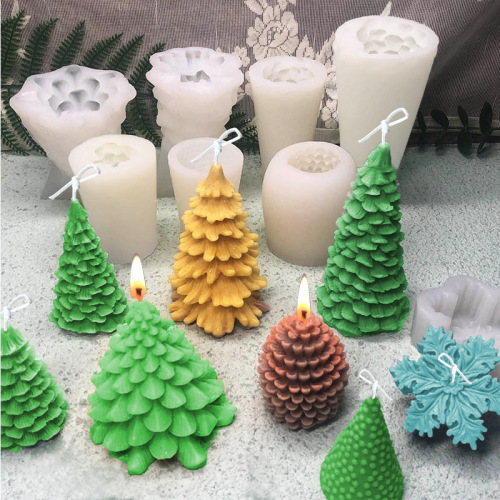 Christmas candle grinding tool DIY Christmas tree scented candle cedar pine cone scented plaster drip silicone mold