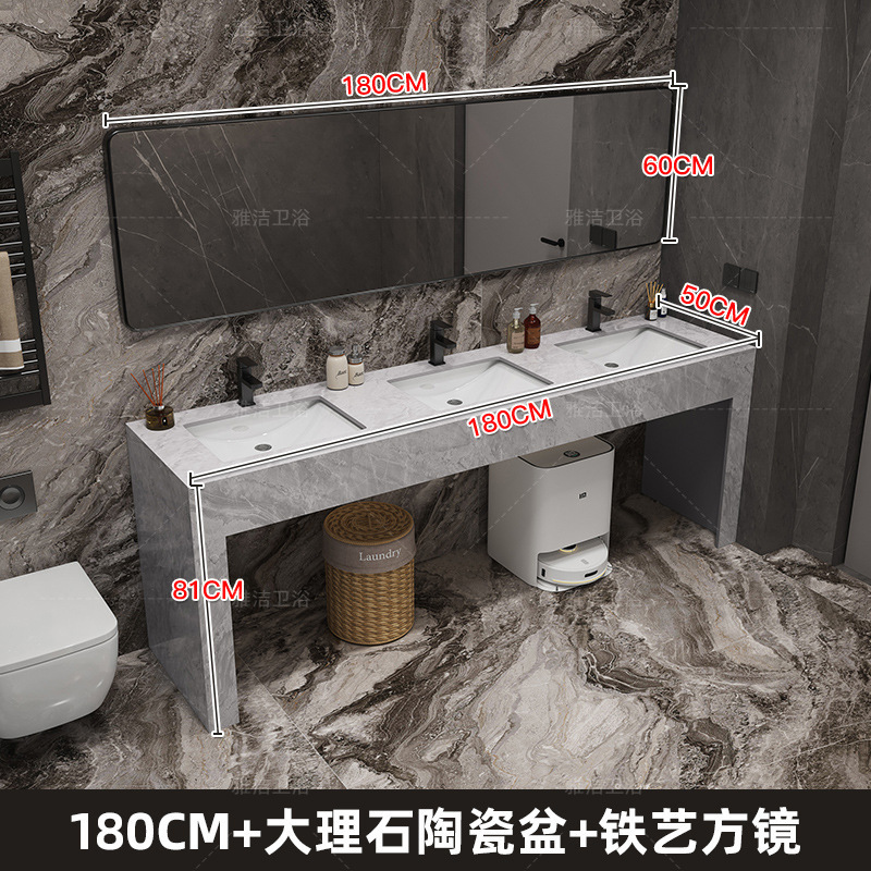 モダンでシンプルな大理石のダブル洗面台公共トイレ洗面台床置き洗面台キャビネットの組み合わせ|undefined