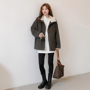 Winter Maternity Clothing Korean Style Workwear fleece-lined Pregnant Women's Coat Mid-length plus size Pregnant Women's Cotton Clothes Casual Fashion