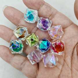 16mm镀UV彩糖心菱形水立方珠中珠 DIY手工串珠串笔包挂件饰品配件