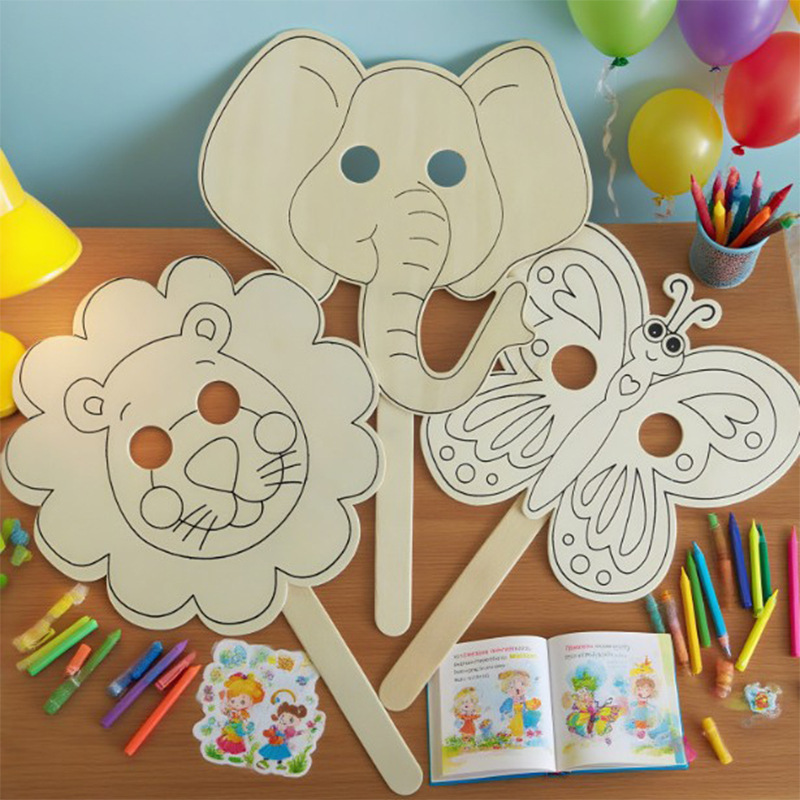 Wooden DIY Graffiti Mask Children's Handmade Painting Toy Cartoon Animal Creative Art Material Kit Wooden DIY Graffiti Mask Children's Handmade Painting Toy Cartoon Animal Creative Art Material Kit