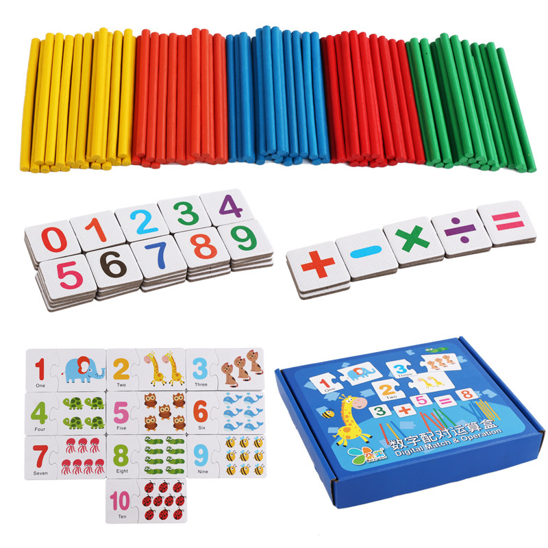 Weiweihu Matemáticas Iluminación ayudas didácticas Rompecabezas para niños Números Emparejamiento Cajas de cálculo Juegos de ortografía Juguetes de madera
