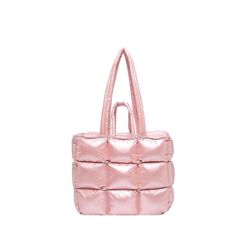 2024 estilo de invierno transfronterizo de nueve palacios chaqueta de algodón espacial suave de algodón de plumón bolso de hombro de mano bolso de mujer de algodón relleno