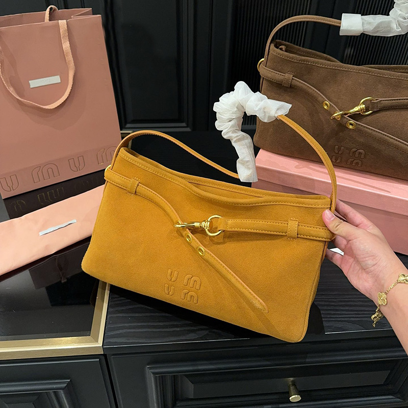 2025 New Underarm Bag Suede Commuter Bag Vintage Handheld Shoulder Bag Baguette Bag For Women Spring Edition - Thumbnail 7
