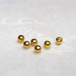 Pure 18K Gold Loose Beads, Round Beads, Small Gold Beads, Rice Beads, Separated Beads, DIY Handmade Jewelry, Braided Rope Material with Beads and Bead Accessories
