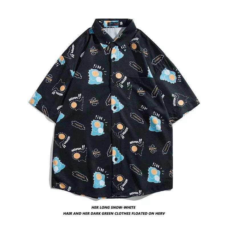 Camisa de manga corta para hombres 2022 nueva camisa floral delgada de secado rápido de moda suelta media manga estilo Hong Kong Ruan media manga guapo