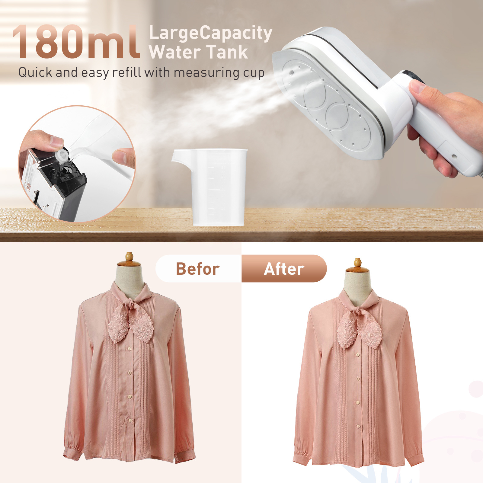 Handheld Garment Steamer Electric Iron With Detachable Water Tank_voghion.com
