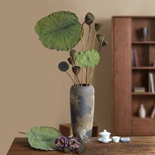 莲蓬荷花干花花束客厅摆设新中式禅意插花高级感真花天然风干荷叶