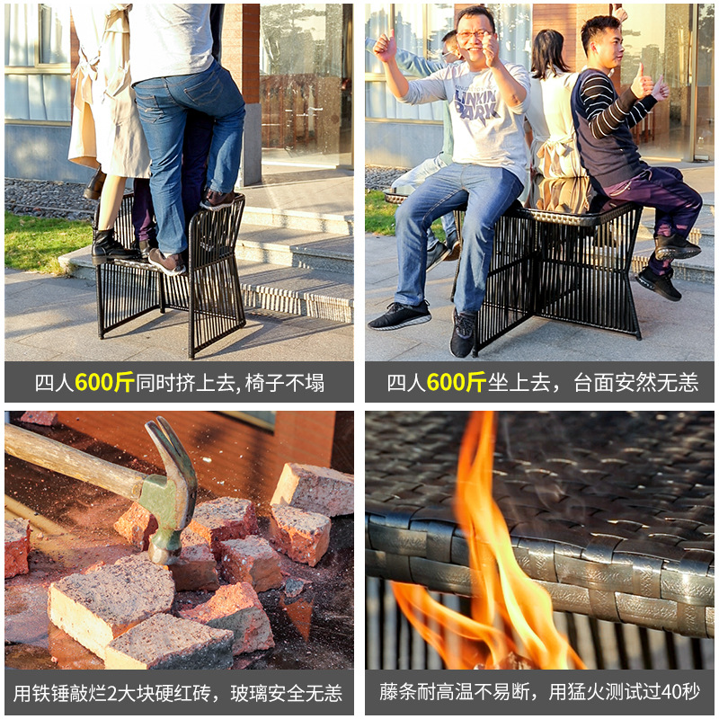 Outdoor table and chairs courtyard rattan chairs yard balcony garden outdoor leisure tea table open-air waterproof sunproof wicker chair