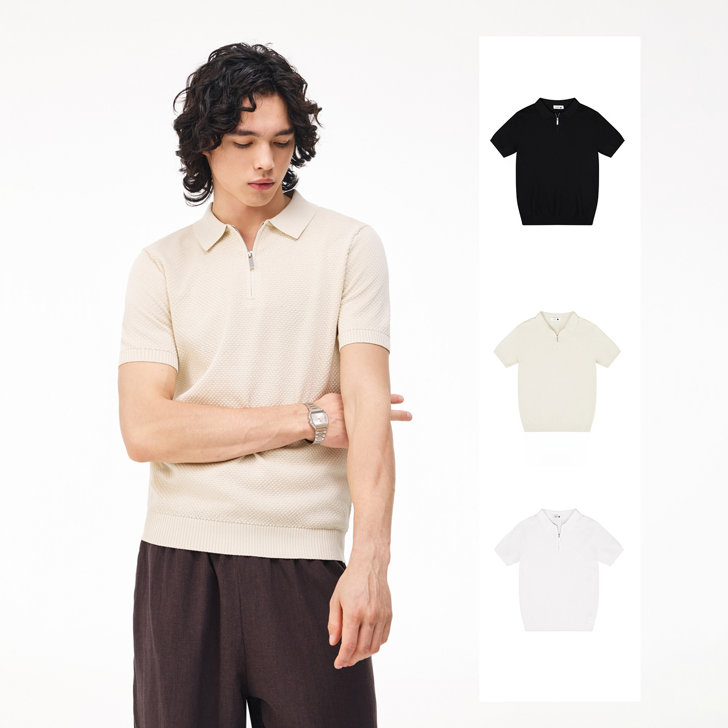 Old Money Style Textured Short-Sleeved Polo Shirt 2026 Spring and Summer New Casual Versatile Work Clothing Tee Men's and Women's T-Shirts