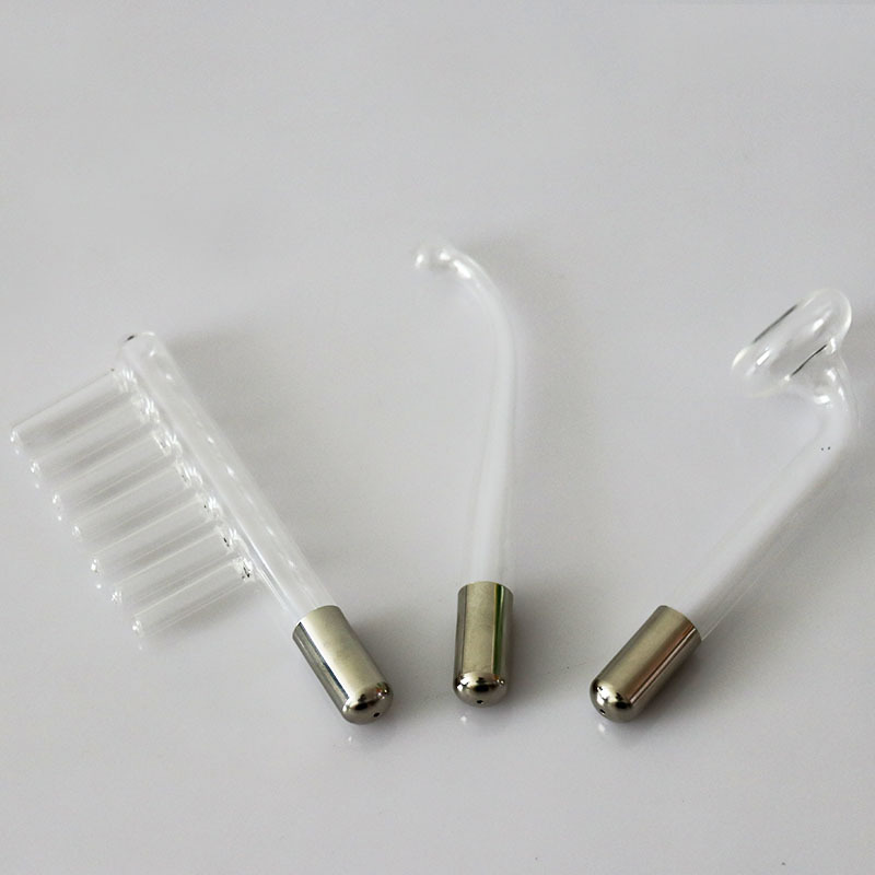 Directo de fábrica accesorios de instrumentos de belleza de alta frecuencia peine cuchara de oreja de vidrio de setas tubo de electroterapia instrumento de electroterapia
