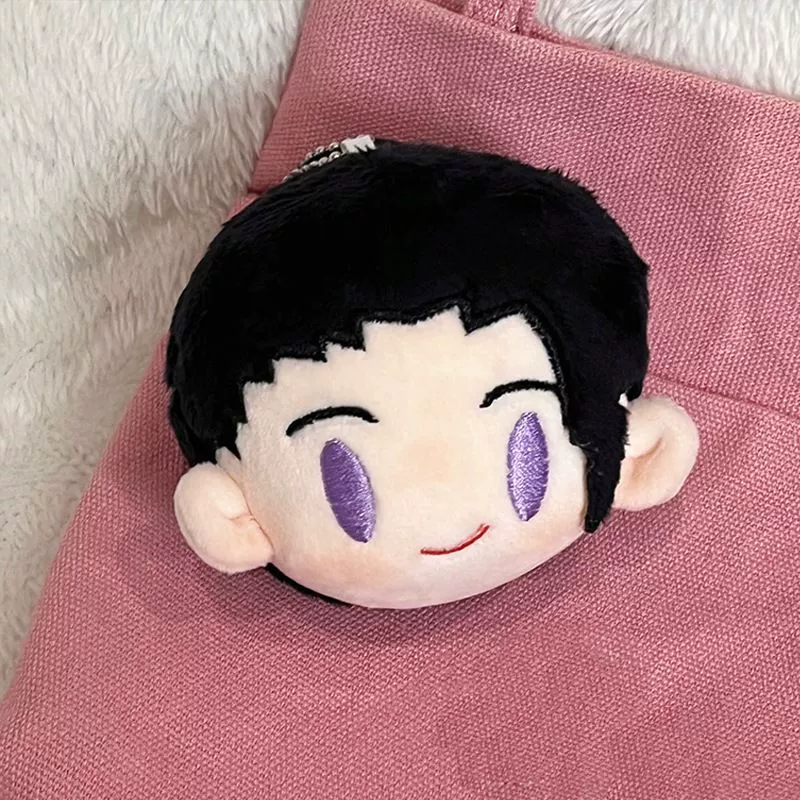 Plush Cotton Doll Pendant Keychain, Cute Mini Figure with Hair Clips & Bead Chain, 0.03 kg