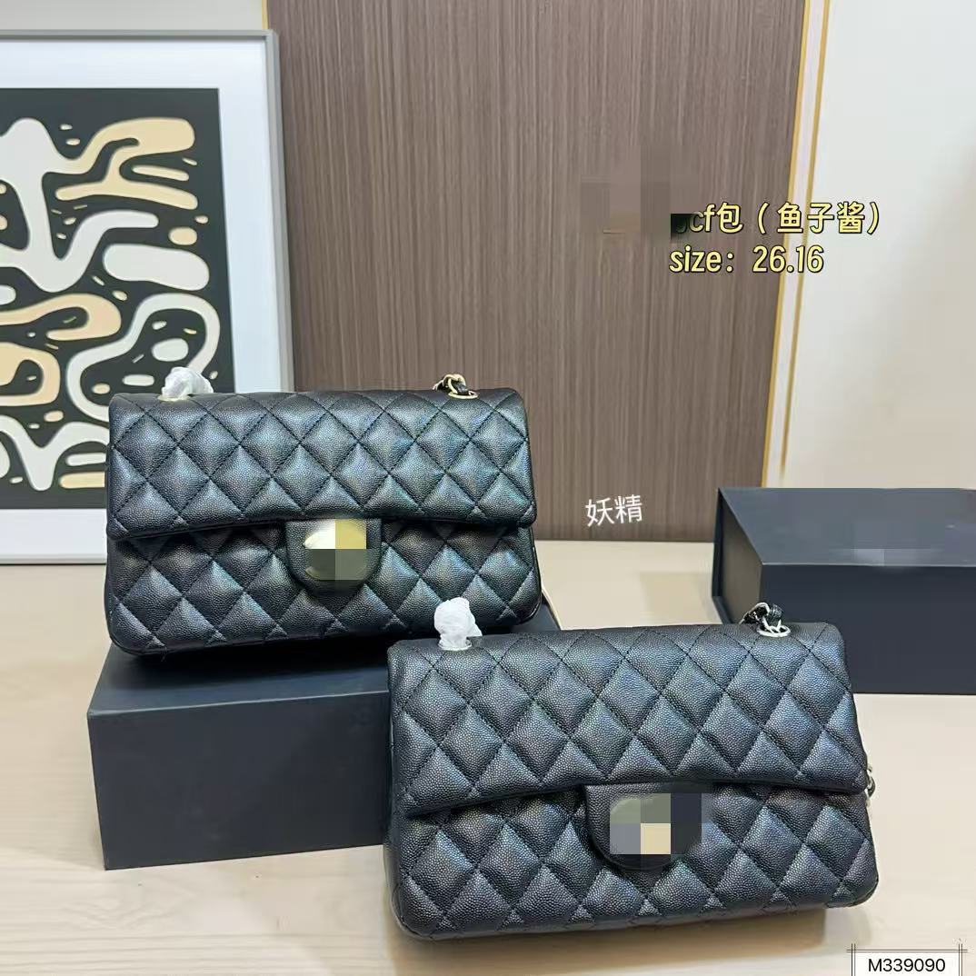 C奈尔经典CF全钢五金鱼子酱球纹原厂皮单肩斜挎包高品质供跨境