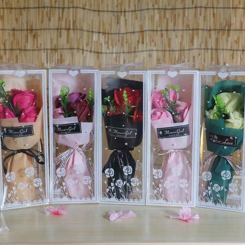 Ramo de Rosas de Jabón de 3 Rosas en Caja de Regalo, Flor de Jabón, para San Valentín y Festividades image 4