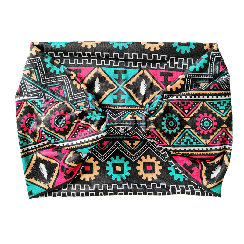 Bohemio europeo y americano anacardo yoga banda antitranspirante sudor-absorbente de algodón elástico deportes diadema de ala ancha impreso accesorios para el cabello