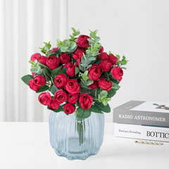 Spring Color 11 Head Tea Rose Small Pink Roses Artificial Small Bundle Flower Arrangement Fake Flowers Artificial Flowers Home Decor Cross Border International Trade