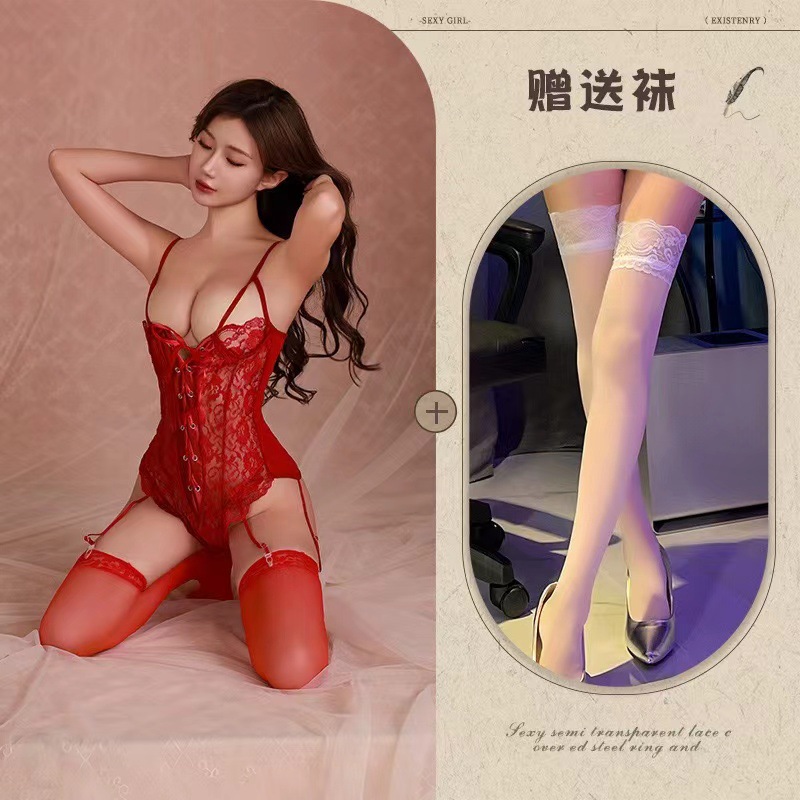 버건디 + 화이트 스타킹