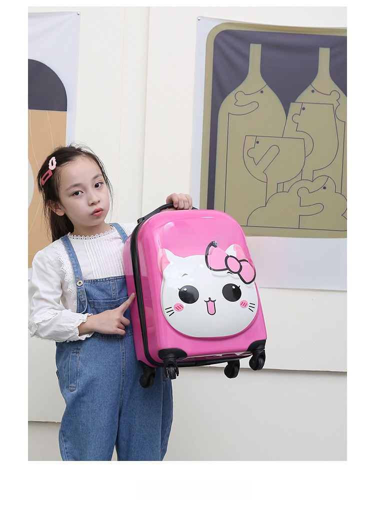 Cartoon children's luggage case 18 inch universal wheel suitcase cute animal 3D student luggage can be printed