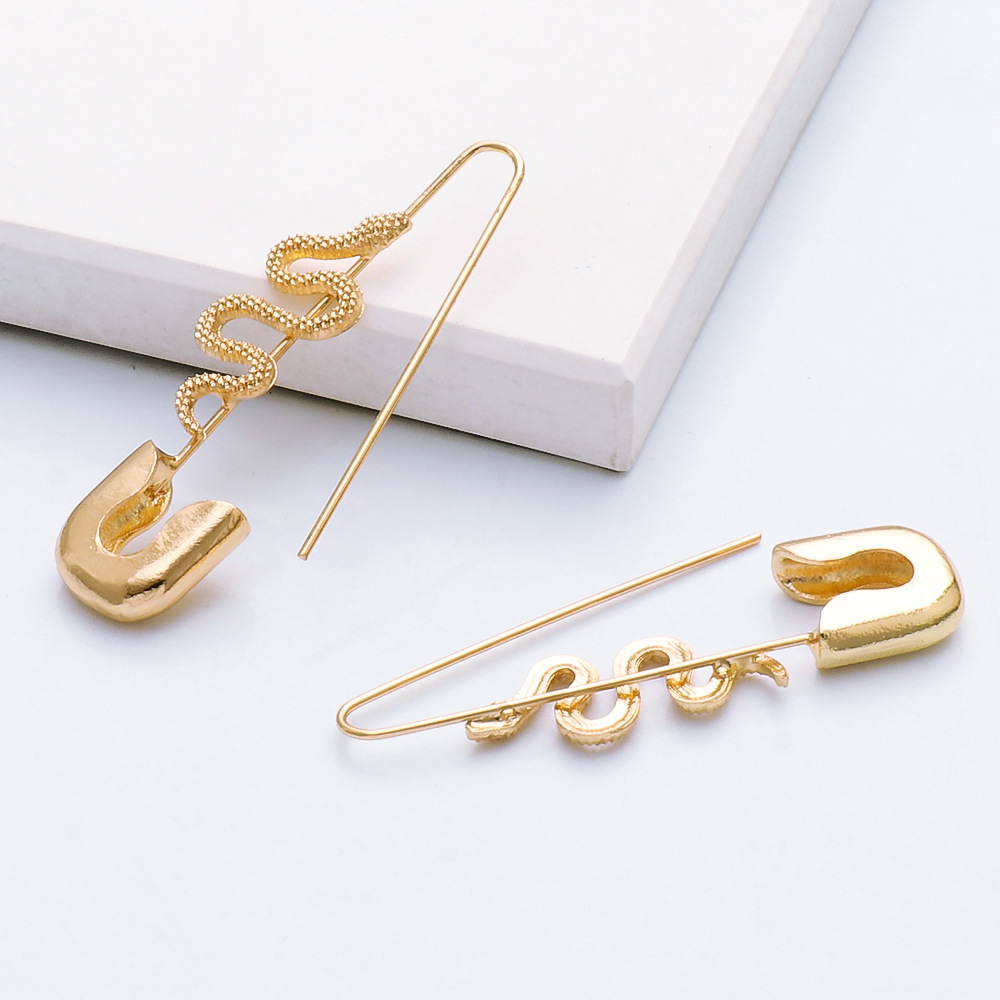 Korean Style Lock Snake Earrings display picture 6
