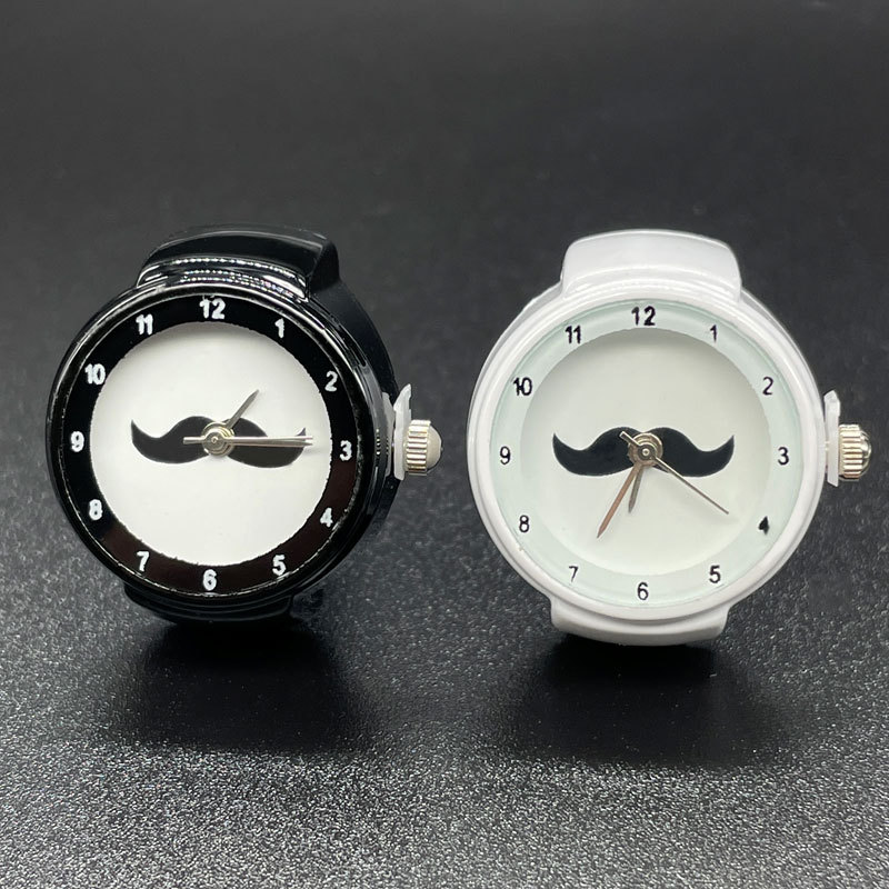 [Ring watch] new foreign trade hot simple Joker men and women couple black and white beard ring watch wholesale