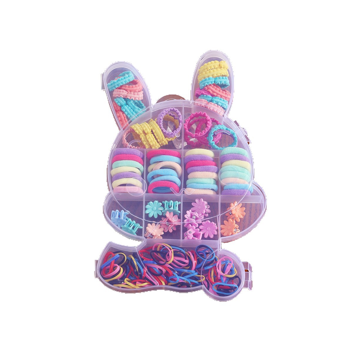 Anillo de cabello infantil transfronterizo conjunto de correa de goma pequeña de alta elasticidad chica no lesiones caja de cabello cuerda de cabeza pequeña toalla de niña anillo