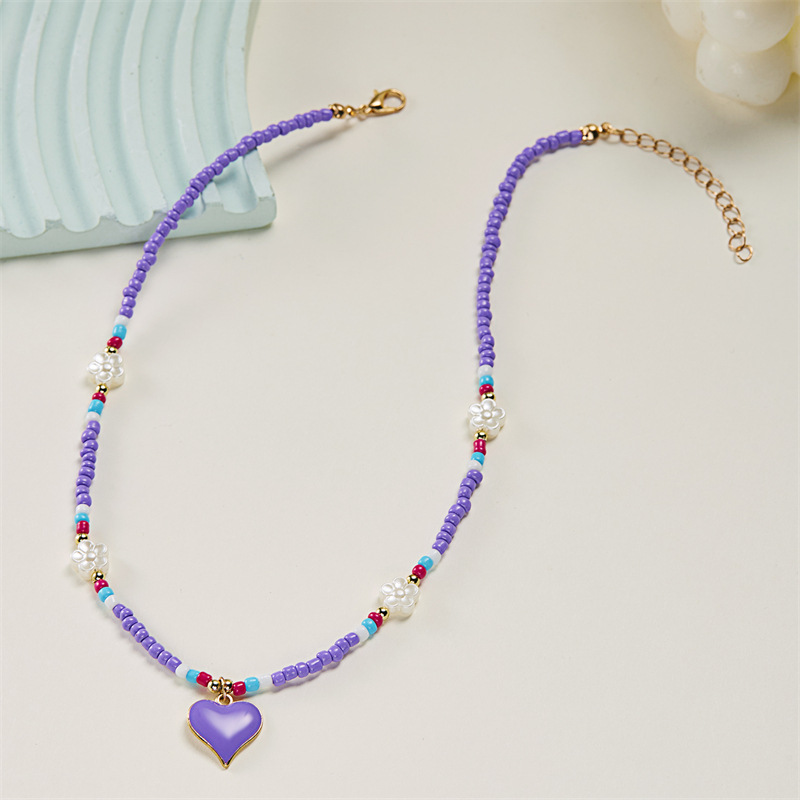 10g Weight Alloy Pendant Material Pendant Necklace Classification Seed Bead Chain Material Beaded Chain Chain Type 1 Piece Quantity Holiday, Daily Occasion Alloy, Seed Bead Material Flower Pattern All Seasons Season Women's Gender Vacation, Classic Style Style Vacation Classic Style Flower Alloy Seed Bead Beaded Chain Beaded Necklaces Wholesale 7