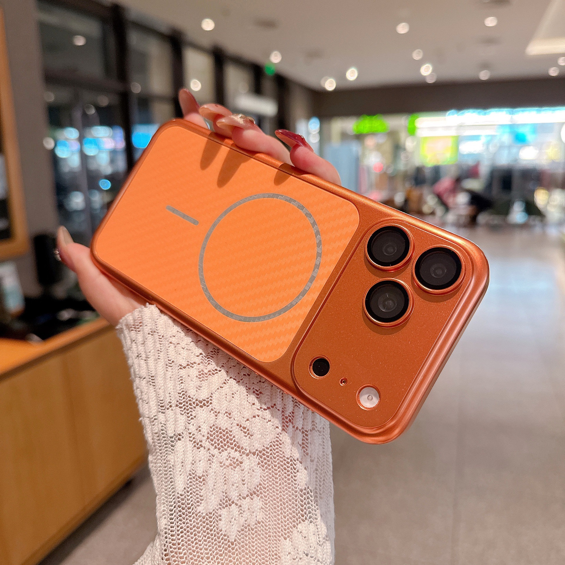 Funda Magnética de Fibra de Carbono para Teléfono iPhone 17 Pro Max 16 15 Anticaídas