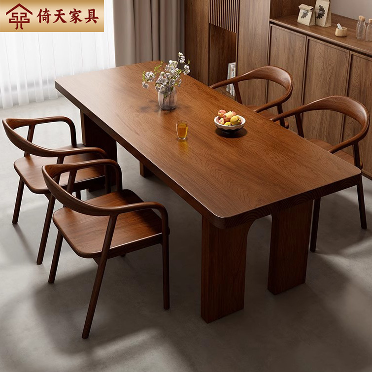 Icy North European solid wood dining table long table and chair set for small household dining table restaurant large board table
