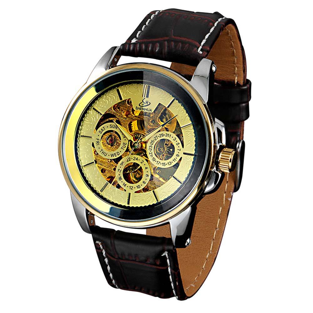 72g Weight Tempered Glass Mirror Material Genuine Leather, Steel Belt Strap Material Watch Classification Pointer Display Type Butterfly Double Snap, Buckle Buckle Style Round Dial Shape Casual, Daily Occasion Mechanical Movement Color Block Pattern All Seasons Season Men's Gender Retro Style Retro Color Block Butterfly Double Snap Buckle Mechanical Watch Men's Watches 16