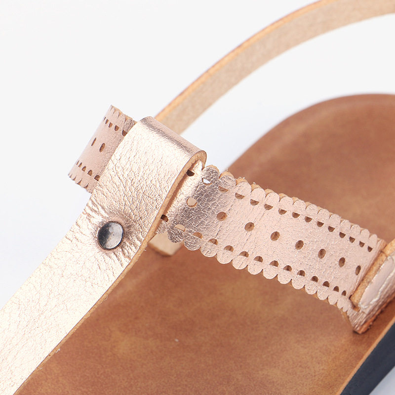 Dép sandal nữ quai ngang đế bệt chất liệu da PU thoáng khí chống trơn trượt — Màu Sâm panh, Màu đỏ rượu, Nâu Đen