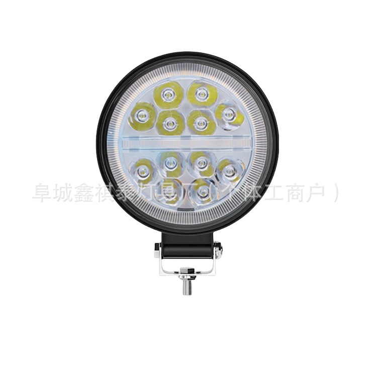 Nueva luz de trabajo led de gran campo de visión redonda de 4 pulgadas 12led36W luz amarilla luz diurna con luz auxiliar de camión intermitente