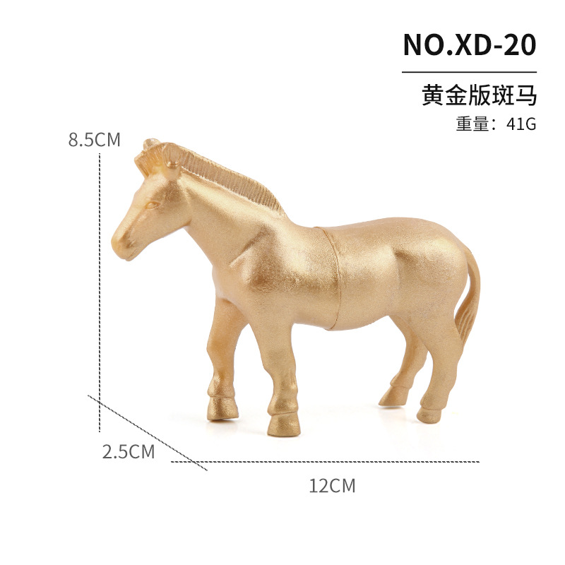 Exportación transfronteriza de oro bosque animal adornos juguetes de simulación girafa dorada leones rinocerontes caballos adornos estáticos