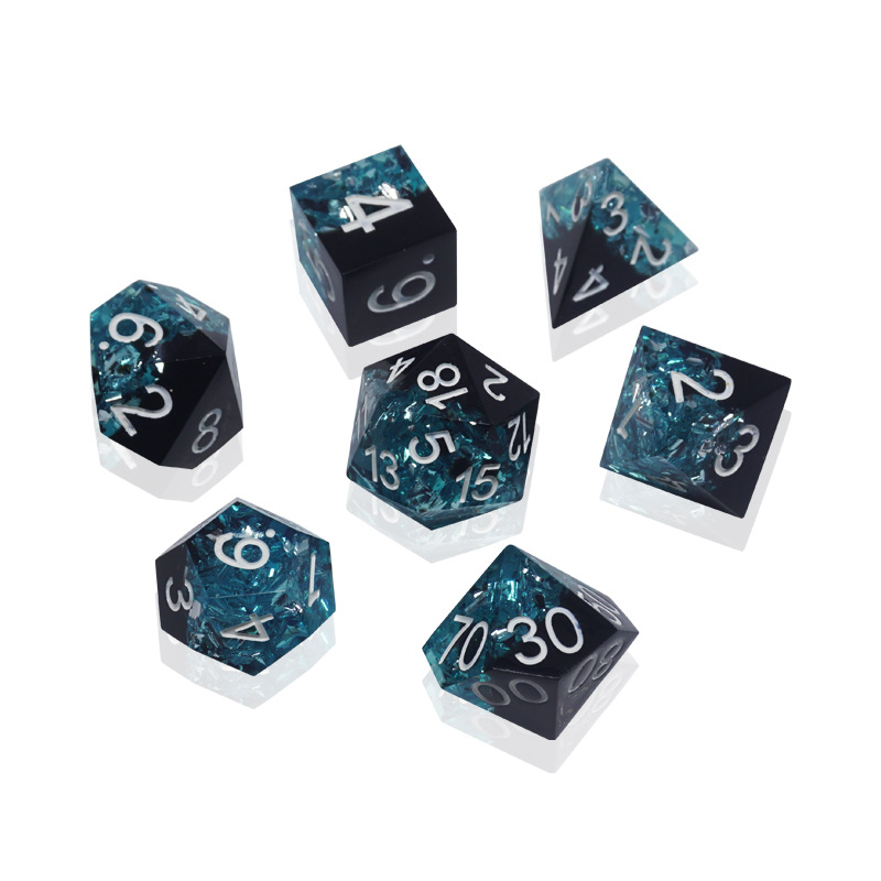 Dual-Color Resin Dice Set for D&D | Tipped Dice with Sharp Angles, 7-Piece Gaming Accessories