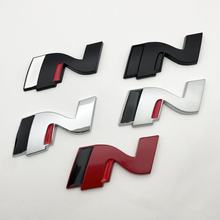 N车标 适用现代新款伊兰特Nline运动版改装金属车标侧尾车贴