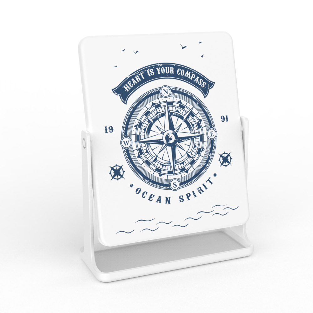 Espejo de maquillaje de impresión espejo vestidor de escritorio dormitorio en casa Nordic giratorio simple espejo cuadrado