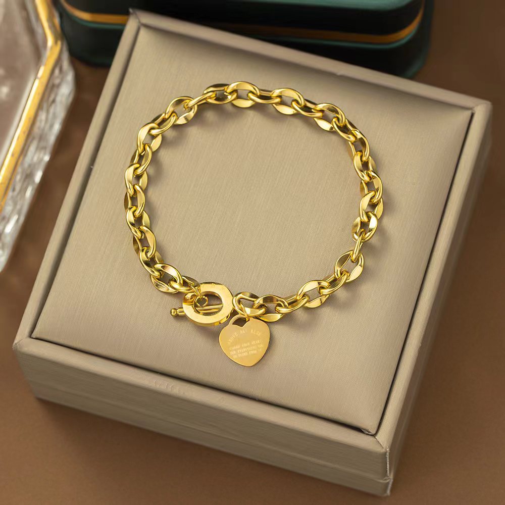 Pulsera de Acero de Titanio de Dongguan, Estilo Europeo y Americano, Diseño de Doble Cadena con Cuchillas, Exagerada, Hip-Hop, para Otoño e Invierno, No se Destiñe, para Mujer