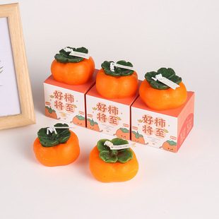 Persimmon Aromatherapy Candle Accompanied by Hand Li Persimmon Ruyi Smokeless Simulation Fruit Shape Indoor Decoration Fragrance Candle