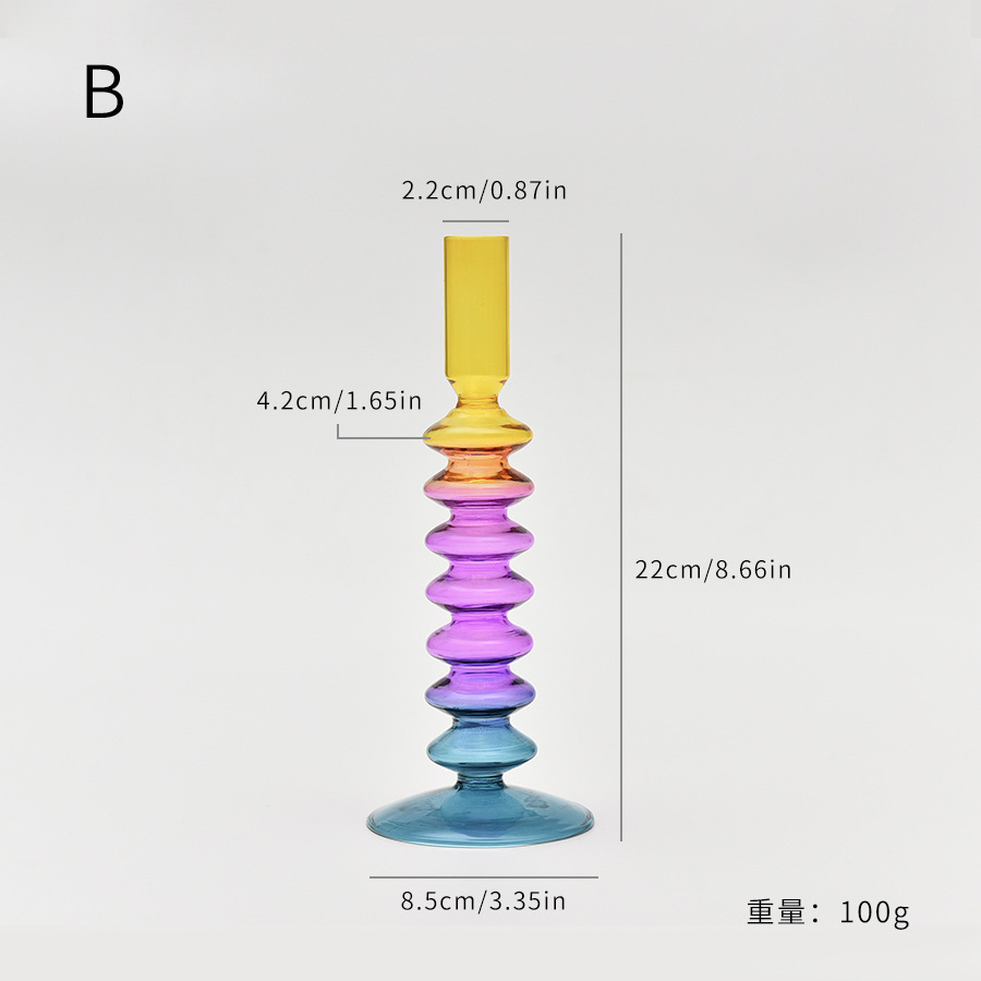 Creativo en vidrio de colores candelabro decoraciones para el hogar boda props de disparo retro contraposición candelabro fábrica al por mayor
