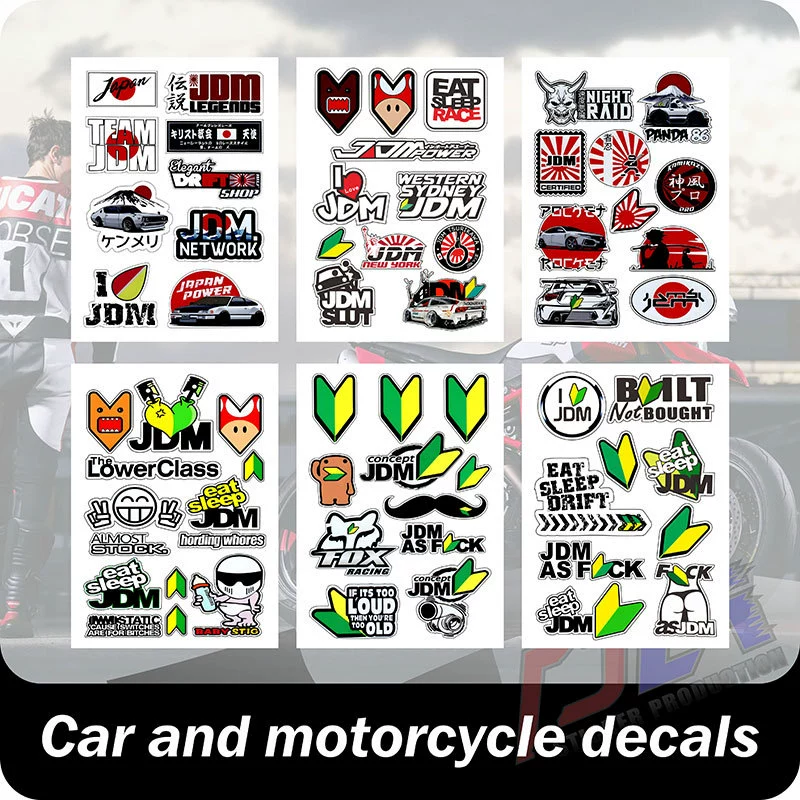 Подходят для персонализированной анимации JDM, наклейки для украшения кузова автомобиля, наклейки для украшения мотоцикла, модные декоративные наклейки в стиле мультфильм