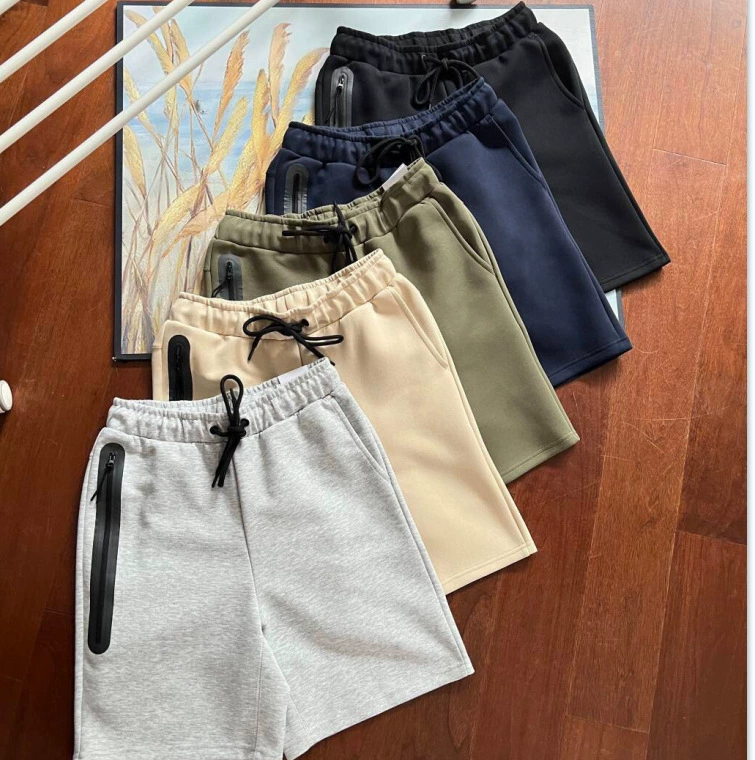 Летний новый стиль трикотажный многоцветный передний латекс-молния мужские спортивные шорты укороченные брюки 172