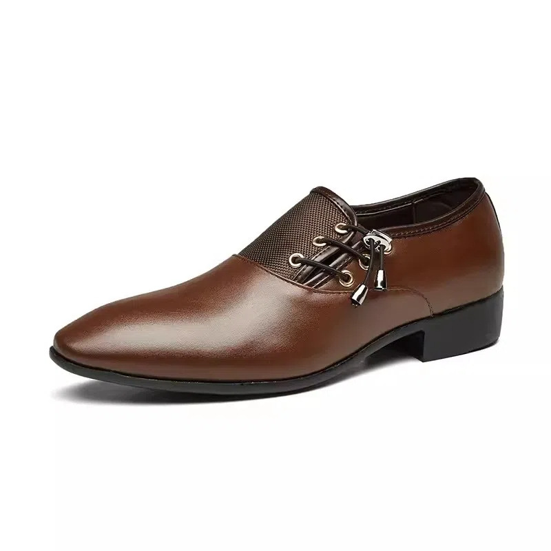 Zapatos de cuero para hombre Zapatos de boda de negocios de cuero brillante pulido de moda de los hombres de Punta puntiaguda retro británicos zapatos de cuero de una sola capa entrega de una sola pieza image 7