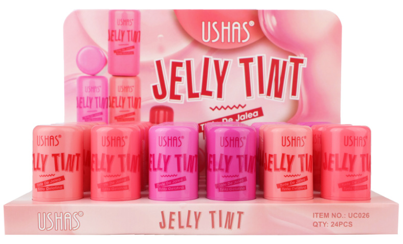 Caja de exhibición: Colorete en crema de gelatina USHAS, popular transfronterizo, para contorno y se puede usar como labial UC026