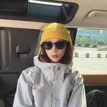 亮色系户外冷帽纯色毛线帽女秋冬显脸小防风保暖川西黄色多色针织