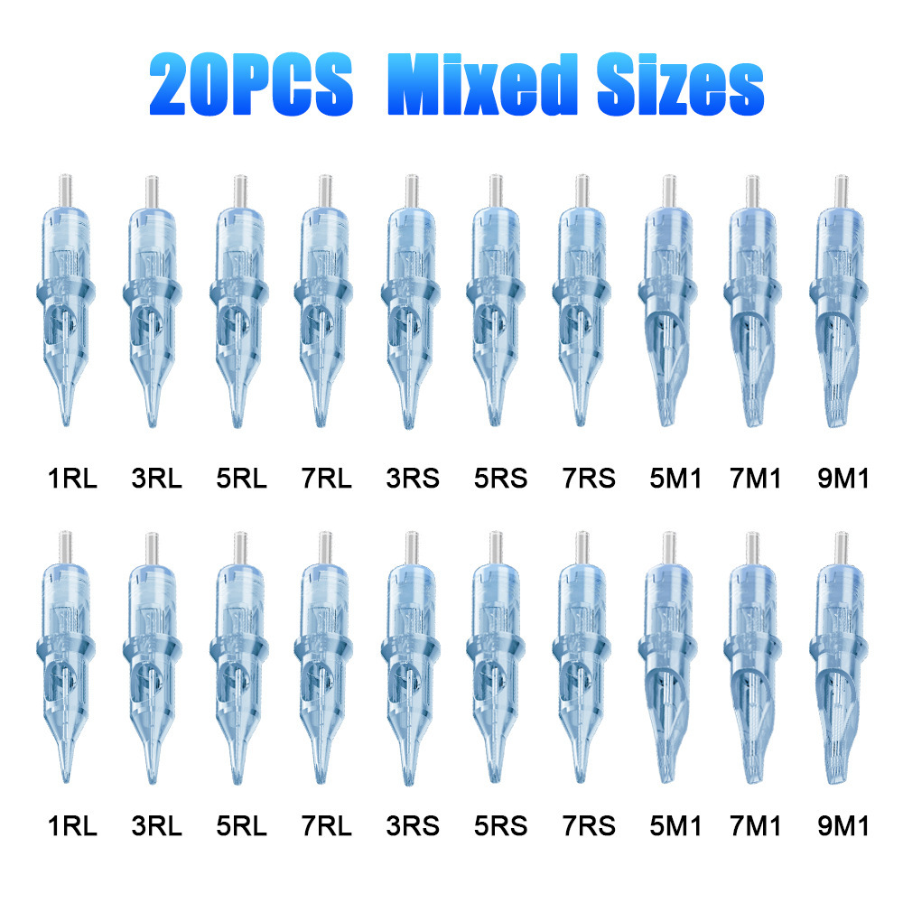 파란색 한 문신 바늘 20 혼합