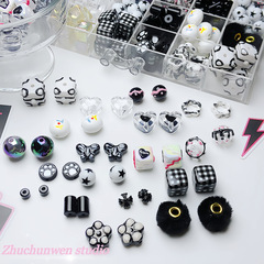 黑白執事色系diy串珠合集亞克力陶瓷等手鍊項鍊飾品配件材料