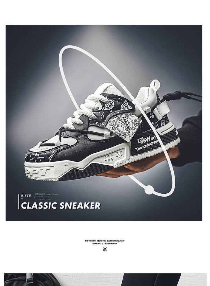 Giày sneaker nam đế dày tăng chiều cao, thân thấp dây buộc, phối màu trơn — 6678 Trắng Xanh Lục, 6678 màu Milan, 6678 trắng đen chi tiết 11