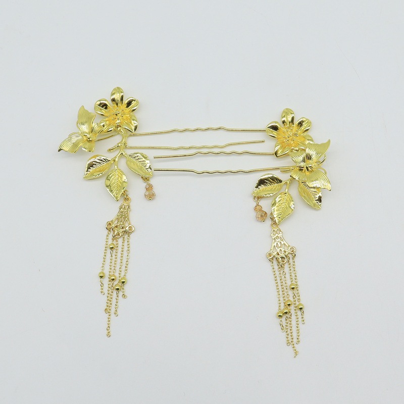 Ancient Style Butterfly and Floral Hairpin Hanfu Hair Accessory Bride's Xiuhe Dress Hair Ornament Color-Preserving Gold Hairpin Factory Wholesale Ancient Style Butterfly and Floral Hairpin Hanfu Hair Accessory Bride's Xiuhe Dress Hair Ornament Color-Preserving Gold Hairpin Factory Wholesale