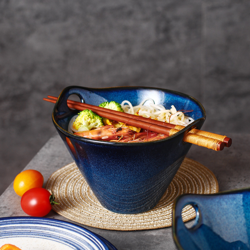 Japanese -style kiln noodle bowl ceramic bucket bowl home ramen bowl…