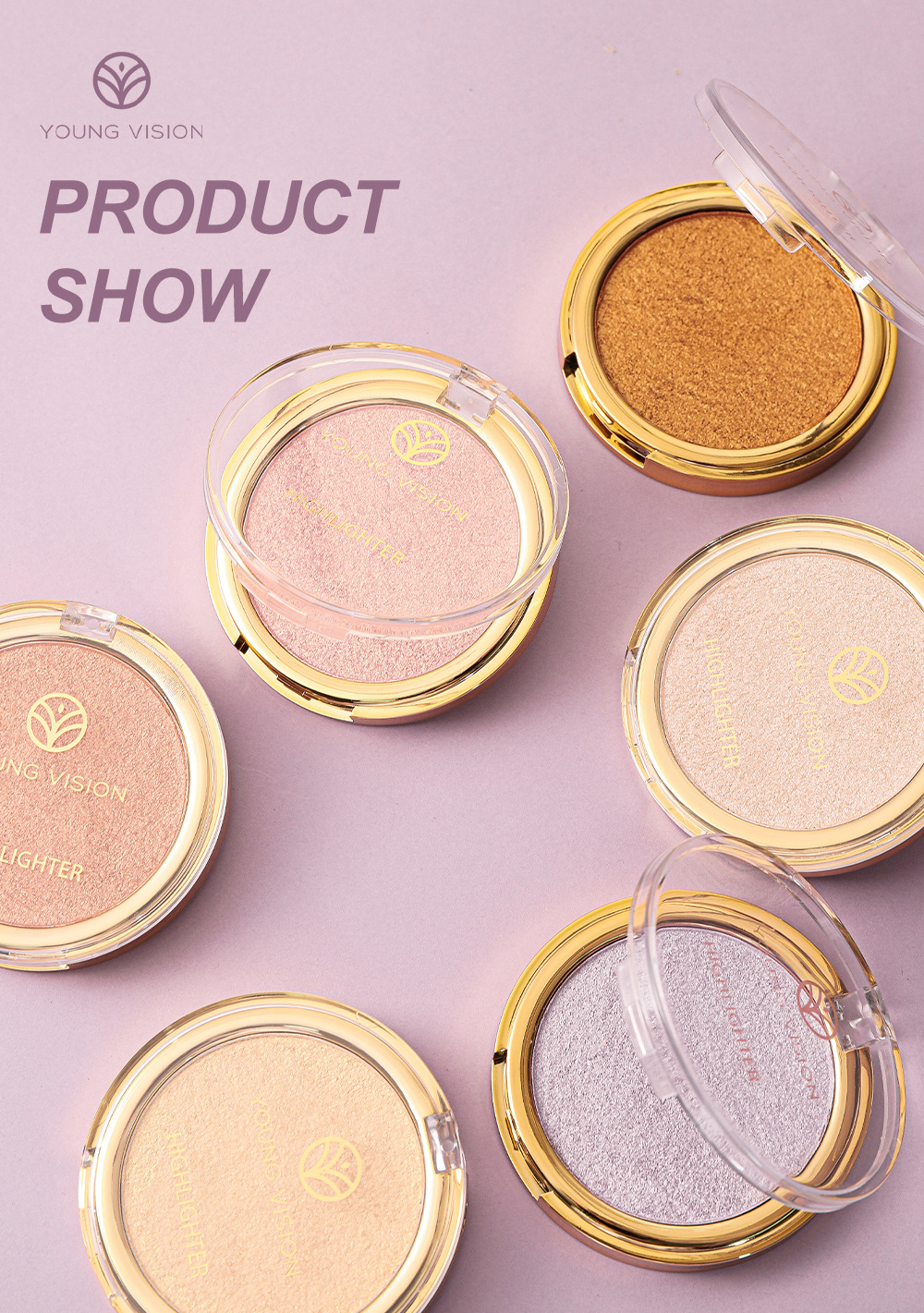 YOUNG VISION baking powder, polarizing and highlighter powder, setting and contouring powder compacts, contour and three-dimensional nose shadows undefined