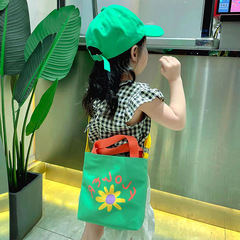 Children's Canvas Bag New Student Candy Color Handbag Cute Girl Flowers Print Crossbody Bag Wholesale